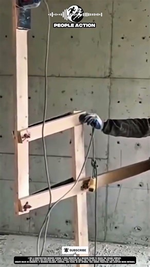 Construction People Operating Ceiling Drill Using Wooden Frame During Installation Action