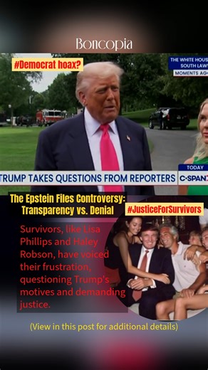 The Epstein Files Controversy: Transparency vs. Denial In a recent C-SPAN2 broadcast, Donald Trump labeled the Jeffrey Epstein files as a "Democrat hoax," attributing their creation to James Comey, Barack Obama, and Joe Biden. This claim starkly contrasts with the growing bipartisan push for transparency, exemplified by the Epstein Files Transparency Act, which aims to release all unclassified documents. Survivors, like Lisa Phillips and Haley Robson, have voiced their frustration, questioning T