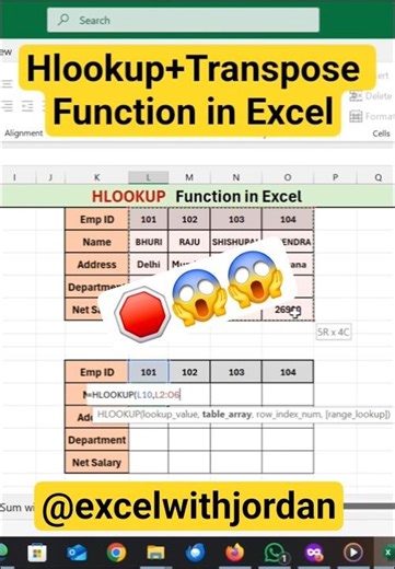 Hlookup🛑 #excel #exceltips #shortvideo #exceltricks #excelhacks #shorts #short #excelshorts #365
