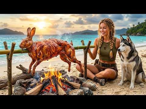 Part 19: A girl survives alone on a deserted island, building a rabbit trap on a deserted island…