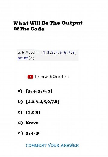 Python Quiz | Learn with Chandana | #python #learnwithchandana