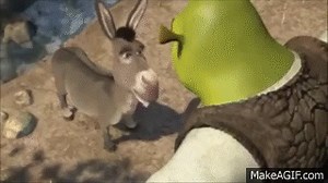 Donkey meets Shrek and escapes. on Make a GIF