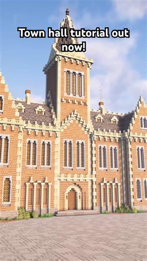 New medieval town hall tutorial is out now! #minecraft #ideas #tutorial #townhall #shorts #build