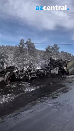 azcentral on Instagram: "On Thursday, a multi-vehicle crash on Interstate 40 near Williams claimed two lives. Authorities released devastating footage showing the aftermath of the weather-related crash, with nearly all involved vehicles engulfed in flames. Read more about the crash at the link in our bio. 🔗 Video courtesy of the Arizona Department of Public Safety 📹️ #Arizona #Winter #Williams #I40 #crash #video"
