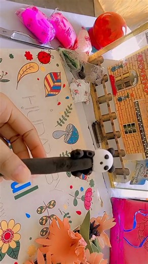 cute diya panda pen🐼#clay ideas#short video# crafting