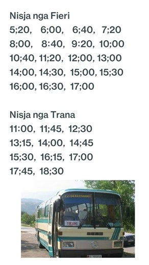 Oraret e autobuzëve Fier- Tiranë- Fier