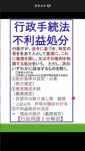 【⑬行政手続法_不利益処分（ショート動画）】#行政書士試験 #公務員試験 #行政法 #行政手続法 #不利益処分 #shorts
