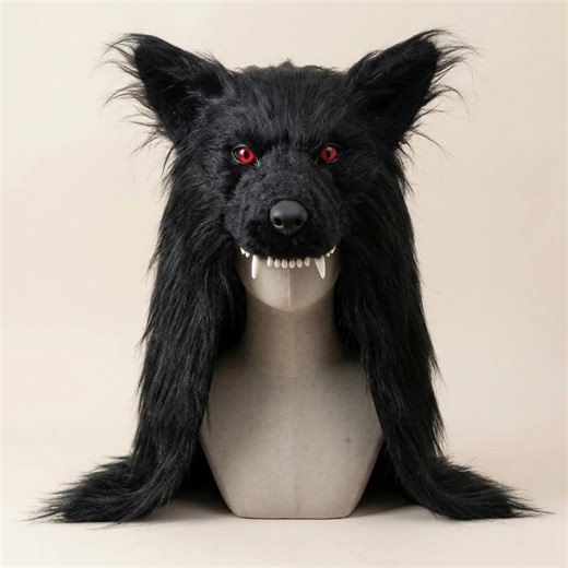 Black Wolf Mask Realistic Werewolf Mask Gothic Halloween Costume Cosplay Furry Mask Red Eyes Horror Mask Handmade - Etsy