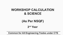 W&C Science 2nd Year Pdf - Workshop And Calculation - Notes - Teachmint