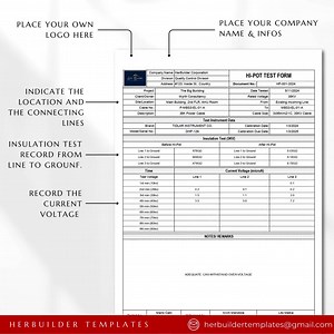 Hi-pot Test Form, High Potential Testing, Diaelectric Withstand Test, Electrical Test Templates, Quality Control Test Form, Insulation Test - Etsy