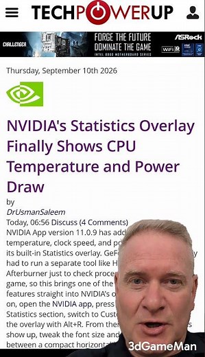 NVIDIA Overlay now shows GPU/CPU Info... #nvidia #gpu #cpu