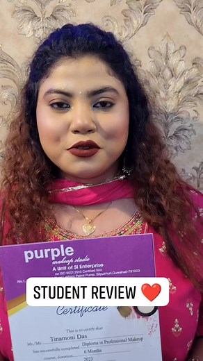2.4K views · 15 reactions | Student Review ❤️ Congratulations Tina❤️ And best wishes Next batch addmission going on  Durga Puja DHAMAKA OFFER  More details call 7896379829 | Purple Make up Studio | Facebook