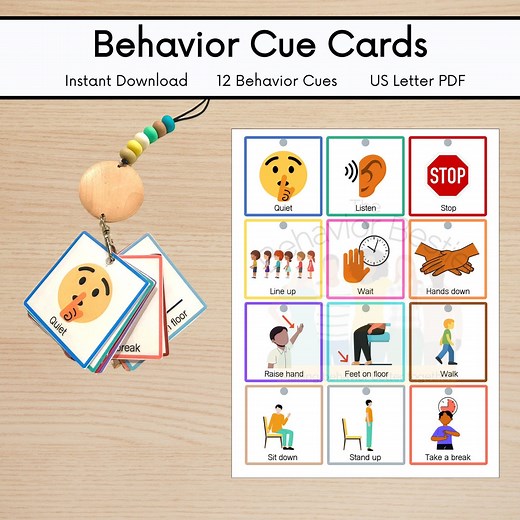 Visual Behavior Cue Cards for Kids: Classroom Management (digital Download) - Etsy
