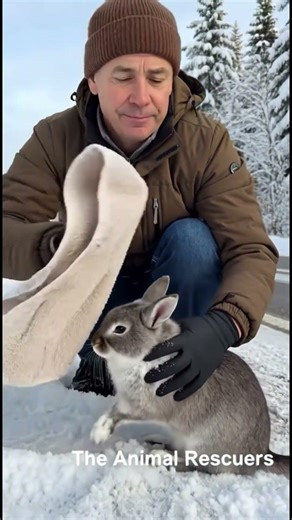 Saving a Frozen Rabbit ❄️ | Humanity Still Exists! #rescue #animalrescue #shorts