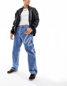 Dr Denim Omar wide straight leg jeans in stream sky retro spray | ASOS