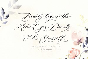Gathering Calligraphy Wedding Script, a Script Font by Mila Garret