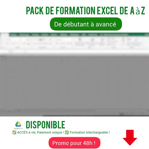 PROMO SPÉCIALE 🤩 PACK de Formation complète sur Microsoft Excel Au prix exceptionnel de 4000 FCFA 😱 au lieu de 30.000f Accès à vie, payement unique ! Passez de débutant à avancé avec plus de 500 formations vidéos bien détaillées ✓ Apprenez auprès des professionnels très expérimentés. ✅PLUS DE 500 VIDÉOS DE FORMATIONS DÉTAILLÉES ✅ Vous pouvez suivre à tous moment et quand vous voulez à votre rythme. ✅ LES MODULES DU PACK DE FORMATION 👇🏽 👉 Les bases d'Excel 👉 Fonctions, plages, raccourcis 👉