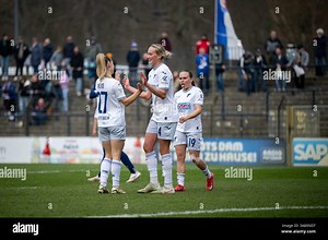 Michelle Weiß (TSG Hoffenheim, #27), Feli Delacauw (TSG Hoffenheim, #24) jubeln ueber das Tor zum 0:6, GER, 1. FFC Turbine Potsdam vs TSG 1899 Hoffenheim, Fussball Google Pixel Frauen Bundesliga, 18. Spieltag, Saison 2024/2025, 29.03.2025 DFB regulations prohibit any use of photographs as image sequences and/or quasi-video Foto: Eibner-Pressefoto/Michael Memmler Stock Photo - Alamy