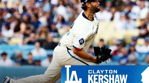 道奇传奇左投Clayton Kershaw今日七局5K无失分 3000K魔术数字M12