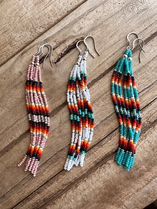 Beaded Dangle Earrings | Native American Made - Etsy