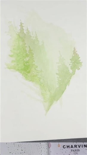 Evergreen trees in watercolor - full process #paintingtrees