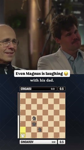 Magnus Carlsen and his father enjoying 2 knights vs King endgame #chess #shorts #short