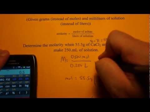 Calculating Molarity (given grams and mL)