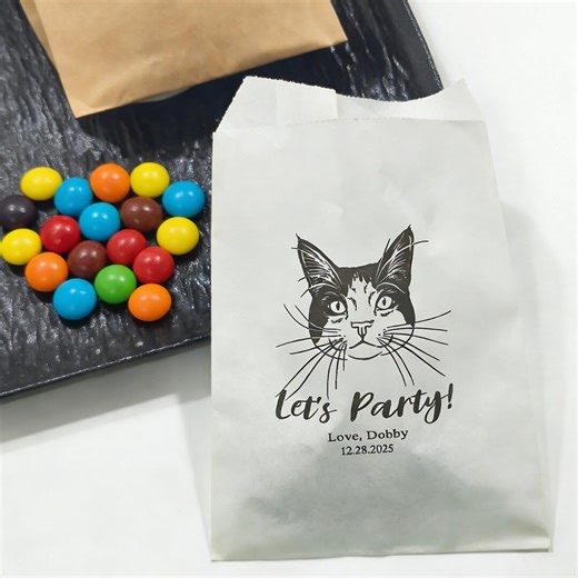 Personalized Cat Portrait Wedding Favor Bag,paper Candy Bags,doggy Bags,bag for Cat Treats, Cat Bag,cat Goodie Bag,kraft Paper Treat Bags - Etsy
