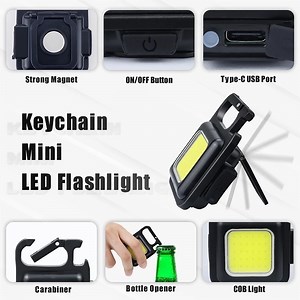 [Hot Item] Mini Portable Bright LED Rechargeable Torch Work Light Small Pocket Flashlights Camping Keychain Light