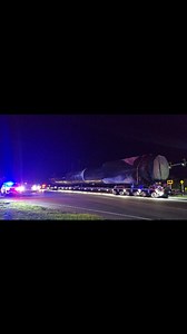 A SpaceX Falcon 9 rocket booster being transported by road after returning from a Starlink mission. Brevard County Sheriff's Office escorting. | CobraEmergency