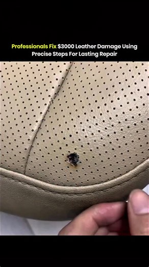 Knowledge Matrix on Instagram: "Professionals fix this type of leather damage with a structured workflow. The damaged zone is cleaned to remove loose fibers. Lifted edges are trimmed to stop further tearing. A dense filler base is added to rebuild the missing section. The filler is shaped to follow the perforated pattern. The surface is sanded to keep the texture even. Pigment is applied in thin layers to match the original tone. A final sealant locks the repair and supports long service life. #