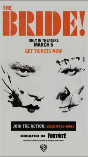The #BrideMovie is coming to theaters on March 6th! The Bride! Directed by Maggie Gyllenhaal, is an upcoming punk-rock reimagining of the classic Frankenstein lore set in 1930s Chicago. The film follows Frankenstein's monster (Christian Bale) as he enlists the help of a scientist to revive a murdered young woman (Jessie Buckley) to serve as his companion For a limited-time players team up as a duo with different but complementary abilities who battle inside a destructible, multi-tiered Art Deco 