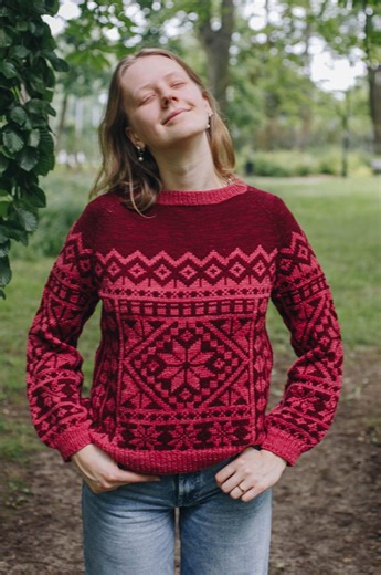 カラーワークのラグランセーター編み図：トップダウンシームレスニット、ストランドプルオーバー（PDFダウンロード） - Etsy 日本