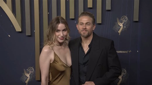 Charlie Hunnam and longtime girlfriend Morgana McNelis at the 2025 Emmys