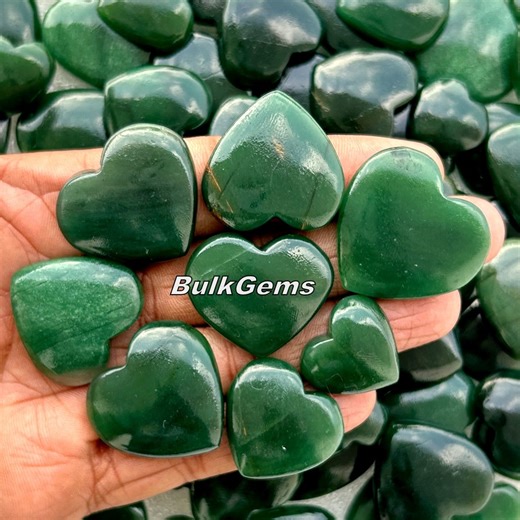 Hand Polished Green Jade Gemstone Hearts - Jewelry Making Lot - Etsy