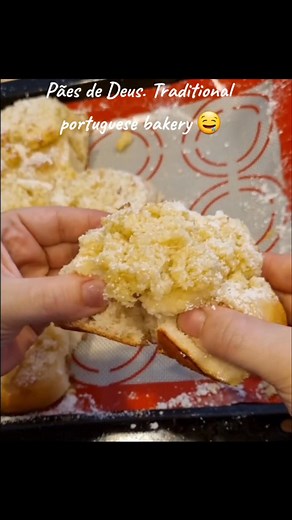 Pães de Deus. It's a traditional Portuguese sweet bread with a coconut topping. It's one of my favorites! Would you like the recipe? #homebaker #portuguesefood #homemade #sweetbread #portugal #bread #breadmaking #mumlife #mumsoftiktok #breadmakingathome #pizzadough #mumsbelike #mums #homemade #portuguesefood #portuguesecuisine #PortugueseFlavors #portugal #mumsoftiktok #fypageシ #fypシ #foryoupage #paodedeus | With Miranda