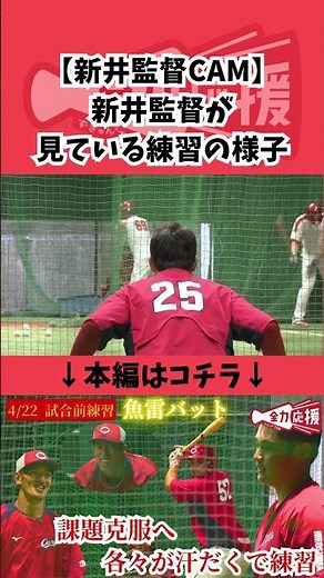 【新井監督CAM】体のケアは入念に！新井監督が見ている練習風景を俯瞰で！ #広島東洋カープ #野球 #プロ野球 #新井貴浩
