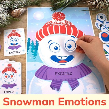 Snowman Emotions and Feelings Activity: Build a Face Winter Game, SEL for Kids