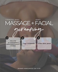 It's time to treat yourself! We're giving away a 1-hour full body massage & a Geneo Facial - the perfect combination for total relaxation glowing skin. TO ENTER: 1️⃣ Follow @tamedspa & @bockrathbodyworks2️⃣ Tag 3 friends in the comments below 3️⃣ Like this post ⭐️ Share this post to your story for an extra entry! ***Giveaway closes Nov 30th*** | Transformations Aesthetics