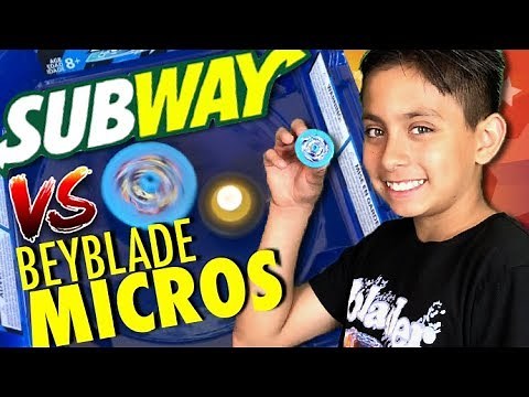 Beyblade Burst Battle! Subway Beyblades VS Beyblade Micros