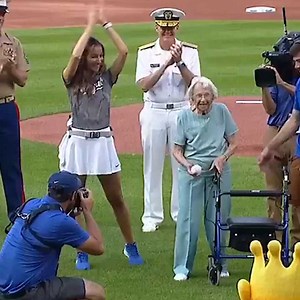 1.9M views · 22K reactions | Mabel Johnson, a 106-year-old World War II veteran, threw out the first pitch ahead of the Minnesota Twins-Kansas City Royals game ❤️ | ESPN | Facebook