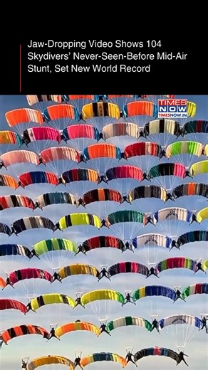 630K views · 13K reactions | Florida: 104 skydivers from 20 different nations set a new world record after they performed jaw-dropping mid-air canopy formation, defying physics in a spectacular display of practice, excellence and dare. The stunt was performed on November 22 over Lake Wales, Florida. ️ Chris Gay / Brian Pangburg | TIMES NOW | Facebook