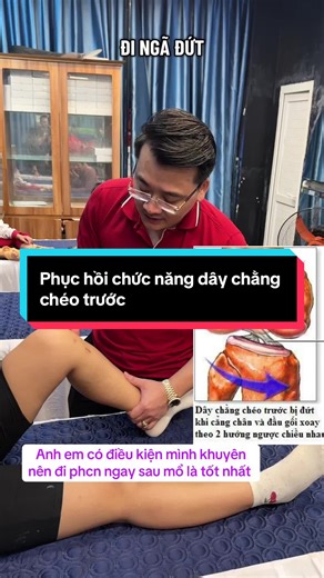 Sau phẫu thuật dây chằng, phục hồi chức năng là yếu tố quyết định kết quả lâu dài. PHCN đúng phác đồ giúp khôi phục tầm vận động, sức mạnh cơ, kiểm soát thần kinh–cơ và độ vững khớp, từ đó giảm biến chứng, hạn chế tái đứt và đưa bệnh nhân trở lại vận động an toàn. Không tự nhiên mà vận Động Viên chuyên nghiêp ngta bỏ thời gian tiền bac bạc ra phcn nhiều khi còn tốn kém thời gian và tiền bạc hơn mổ nhiều #bacsinguyenthedai #trungtamphuchoichucnangvietphap #keodaichanvietnam #ChấnThươngThểThao #ba