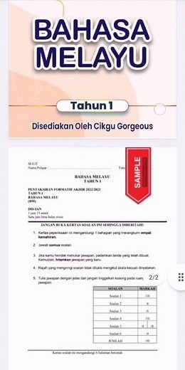 1 SET KERTAS PENTAKSIRAN FORMATIF AKHIR 2022/2023 BAHASA MELAYU SK TAHUN 1 - BONUS WORD