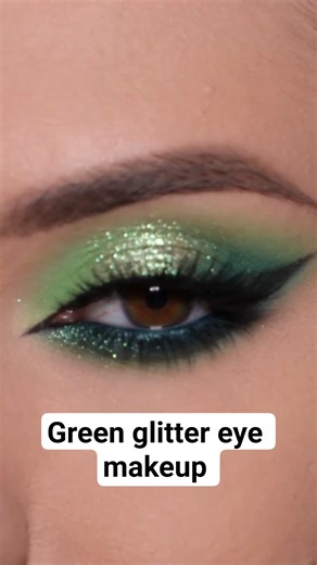 Green glitter eye makeup #shortsviral #softglamlook #eyemakeup #makeuptutorial #shorts