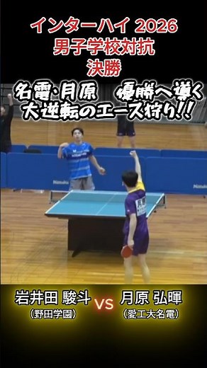 【インターハイ卓球2026】絶望的点差からの大逆転劇!! 愛工大名電・月原がエースを沈めた歴史的瞬間 野田学園 vs 愛工大名電 男子学校対抗決勝 #卓球 #インターハイ