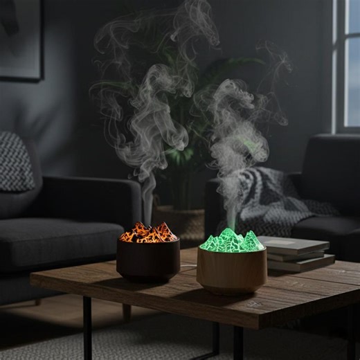 Volcano Flame Essential Oil Diffuser, Color Changing LED Humidifier - Etsy