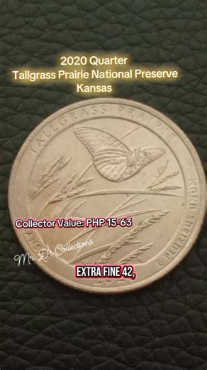 Nature’s beauty in your pocket! 🦋🌾 The 2020 Tallgrass Prairie National Preserve quarter showcases a stunning Regal Fritillary butterfly among Big Bluestem and Indian grasses. A tiny piece of Kansas wilderness to treasure! #MrDsCollections #CoinCollecting #TallgrassPrairie #Kansas #Collectibles #highlightseveryonefollowers2025highlightseveryonefollowers2025 | Mr. D's Collections