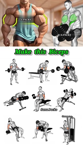 86K views · 636 reactions | ✅ Make this Biceps with these moves #fitness #gym #exercise #workout #workoutroutine #fitnesstips #exercisetips #bodybuilding #biceps #bicepsworkout | Sanu Packs | Facebook