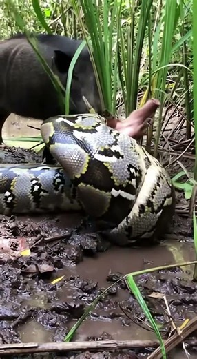 Shocking Jungle Encounter | Python and Wild Boar Piglet